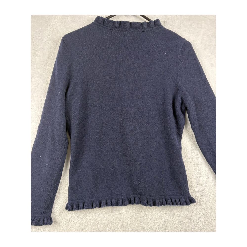 Pure Collection Ruffle Pure Cashmere Cardigan - Navy - Size 6 - Picture 2 of 8